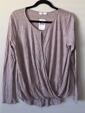 BRAND NEW Mauve Long-Sleeve Draped Wrap Top